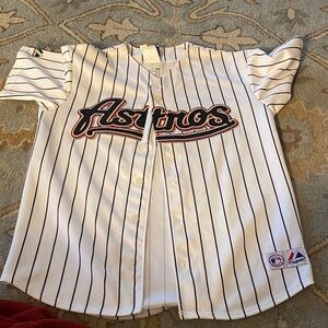 Majestic  Astros White Pinstripe kids Shirt L - small Ladies $100